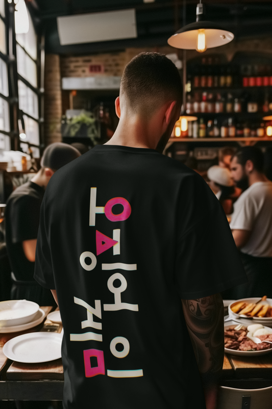 Men's Black "SQUID GAME" Printed Oversized T-shirt || The Clothie