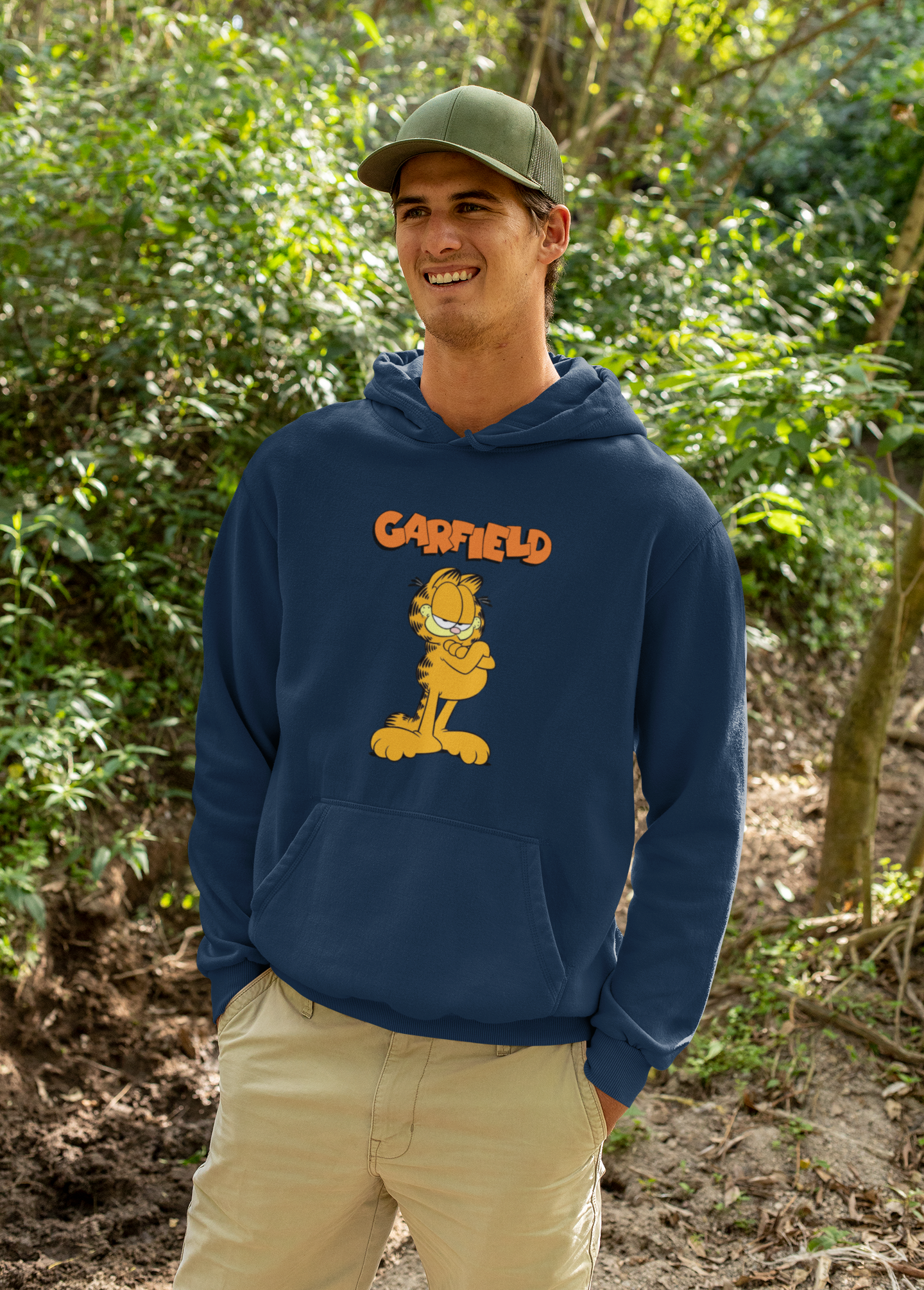 Garfield Printed Navy Blue Winter Hoodie by The Clothie