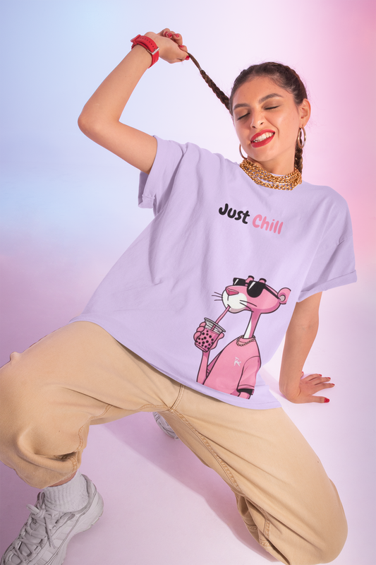 "Pink Panther" Oversized Tee For Women || The Clothie