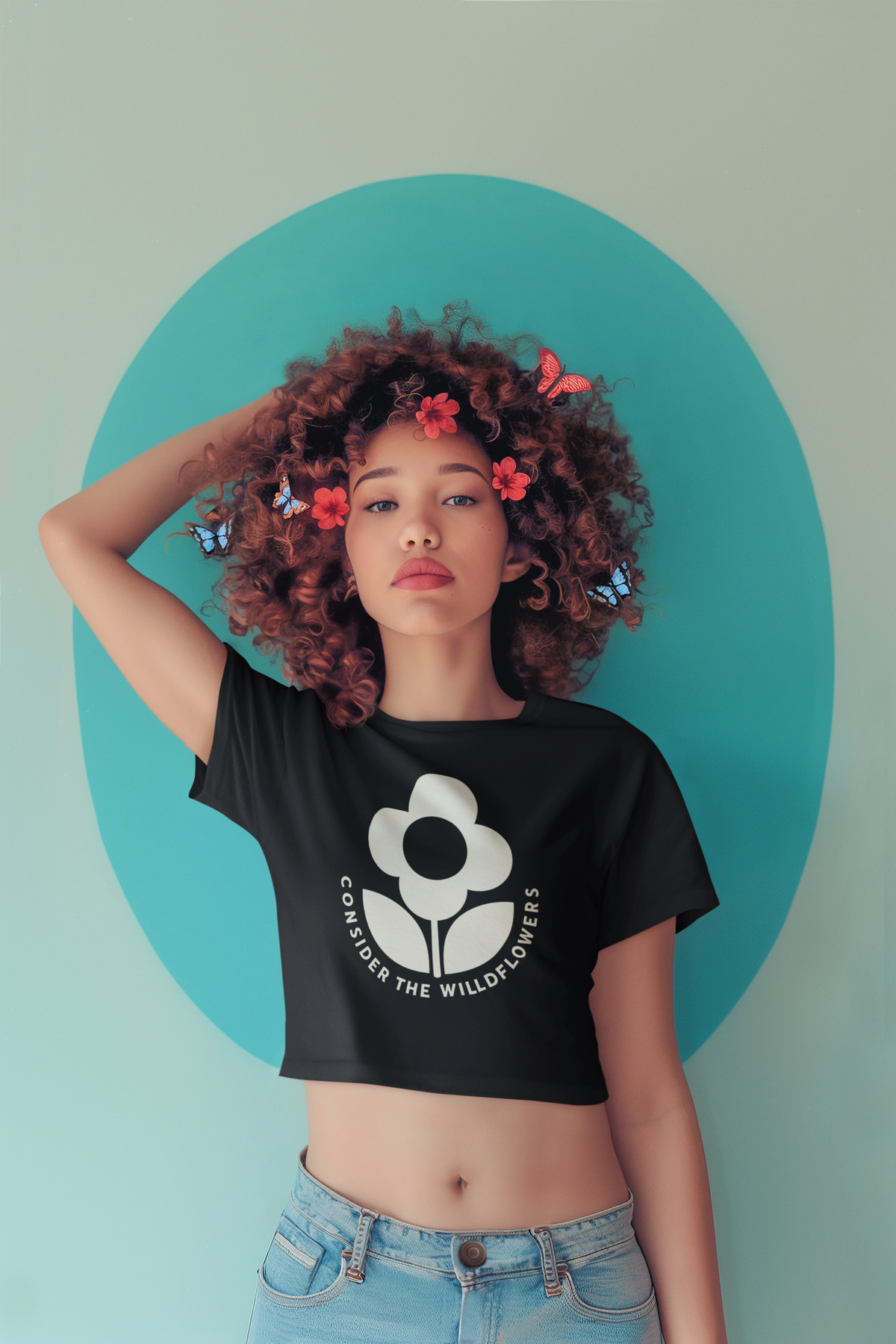 Wildflower Serenity Graphic Crop Top – Minimal Floral Statement