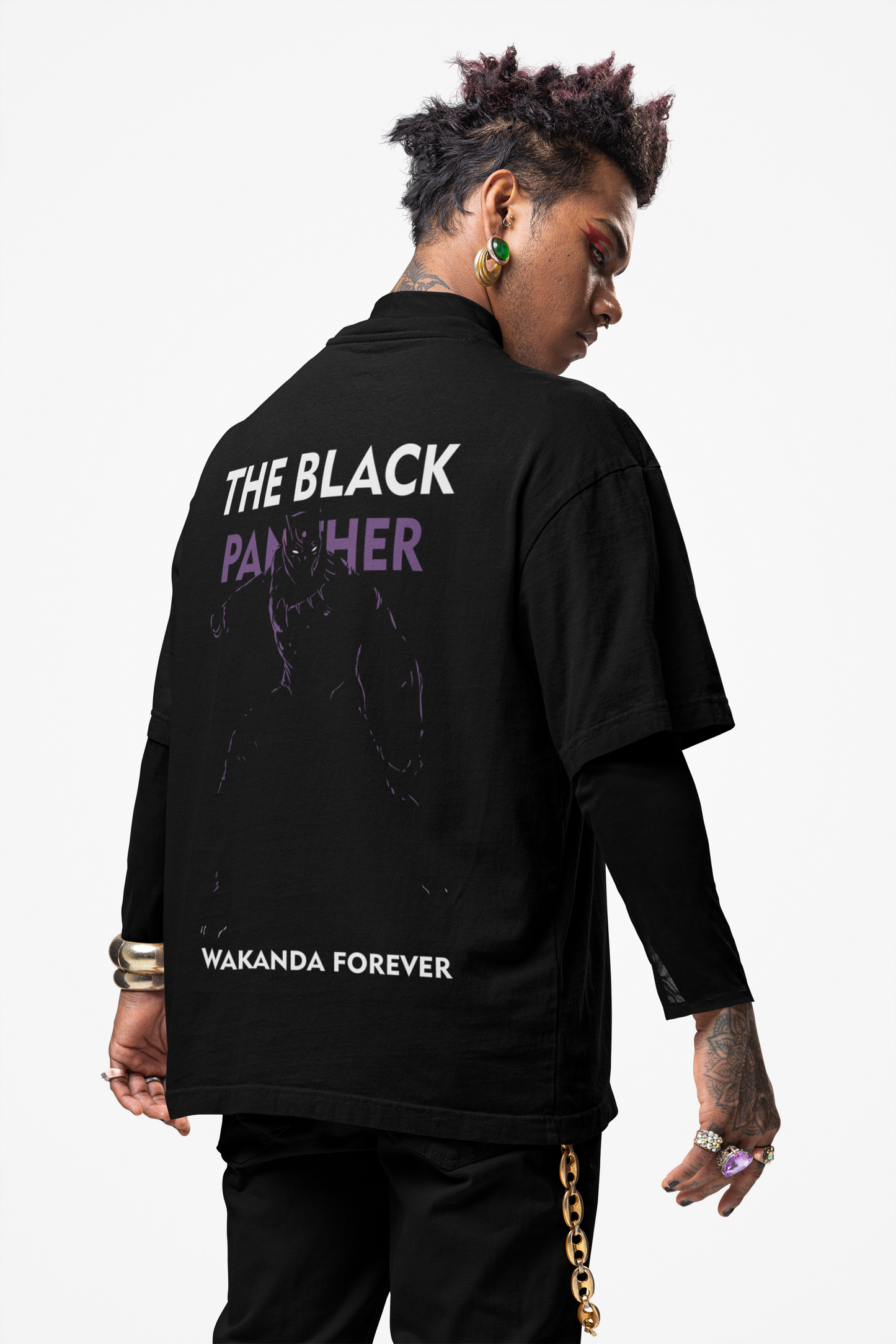 THE CLOTHIE Unisex Oversized “Black Panther – Wakanda Forever” Tee