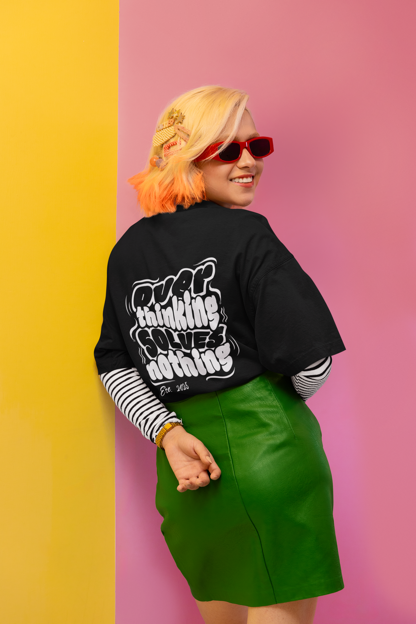 The Clothie's "Overthink Solves Nothing" Typography Unisex Oversized Tshirt