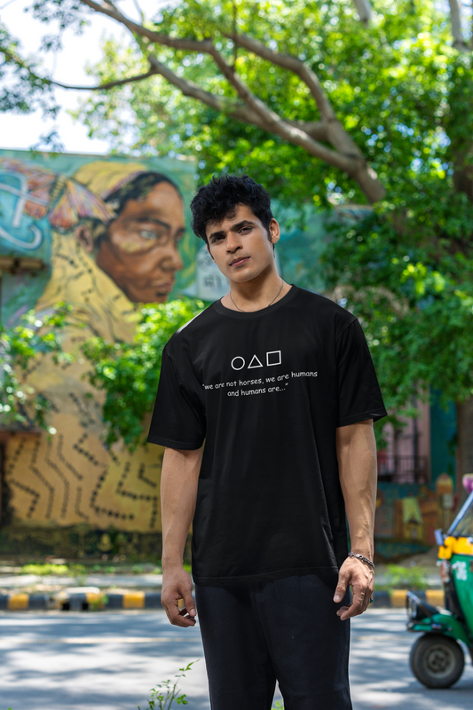 Men's Black "SQUID GAME" Printed Oversized T-shirt || The Clothie