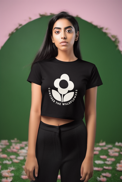 Wildflower Serenity Graphic Crop Top – Minimal Floral Statement