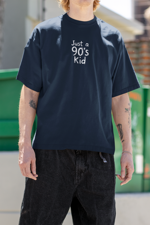 The Retro Slate Oversized Tee – "90’s Kid" Edition