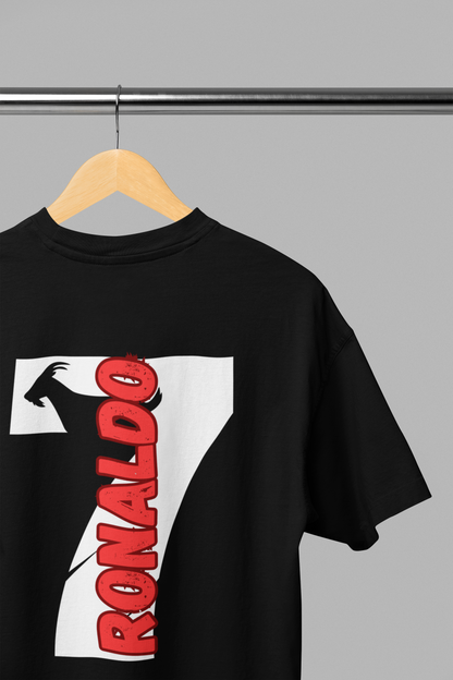 CR7 Men's Oversized T-Shirt – Legendary Black || Real Madrid Edition || The Clothie