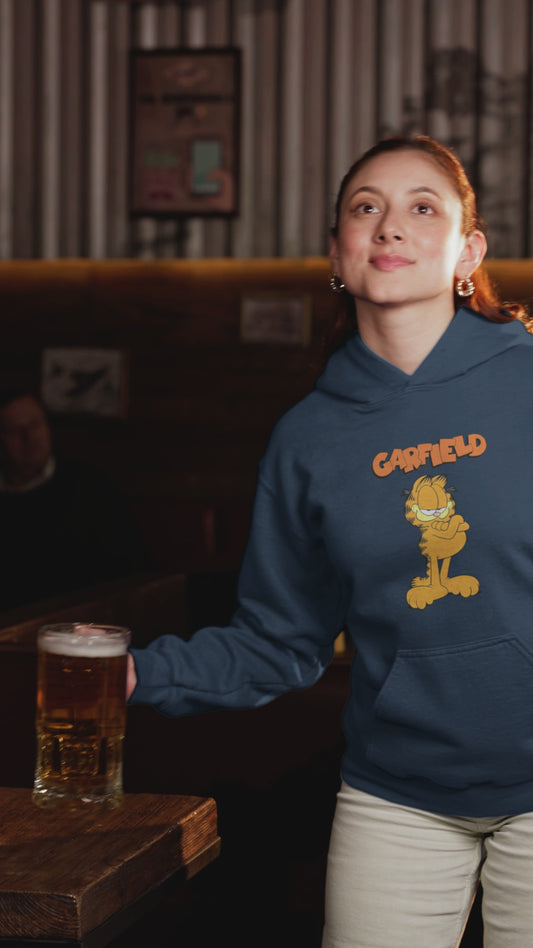 Garfield Printed Navy Blue Winter Hoodie by The Clothie