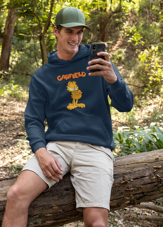 Garfield Printed Navy Blue Winter Hoodie by The Clothie