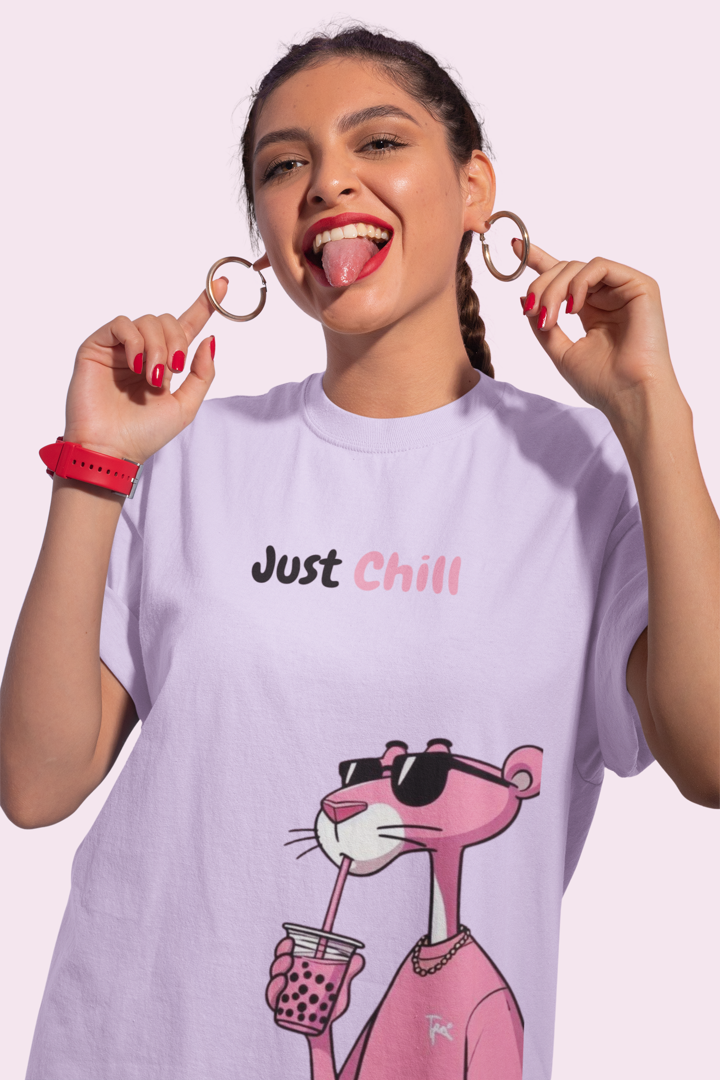 "Pink Panther" Oversized Tee For Women || The Clothie